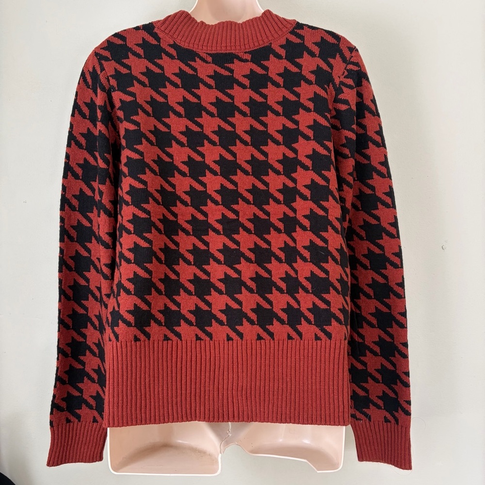 PHILOSOPHY Houndstooth Cardigan Sweater MEDIUM NWT! ($58.00) Terracotta - Picture 4 of 8